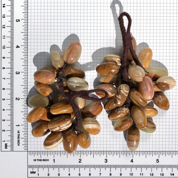 pair of grape clusters natural polished agate stones brown rock fruit AS IS - Picture 8 of 9